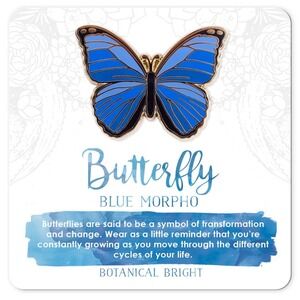 Blue Morpho Butterfly Enamel Pin - Gold Plated Nature Jewelry - Insect Brooch‎